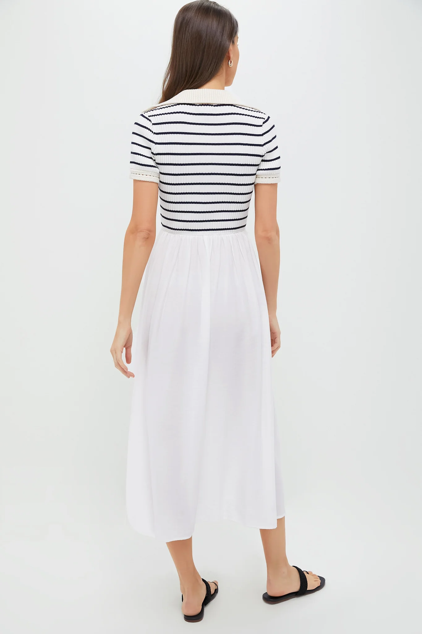 Ivory Striped Polo Midi Dress - Image 4