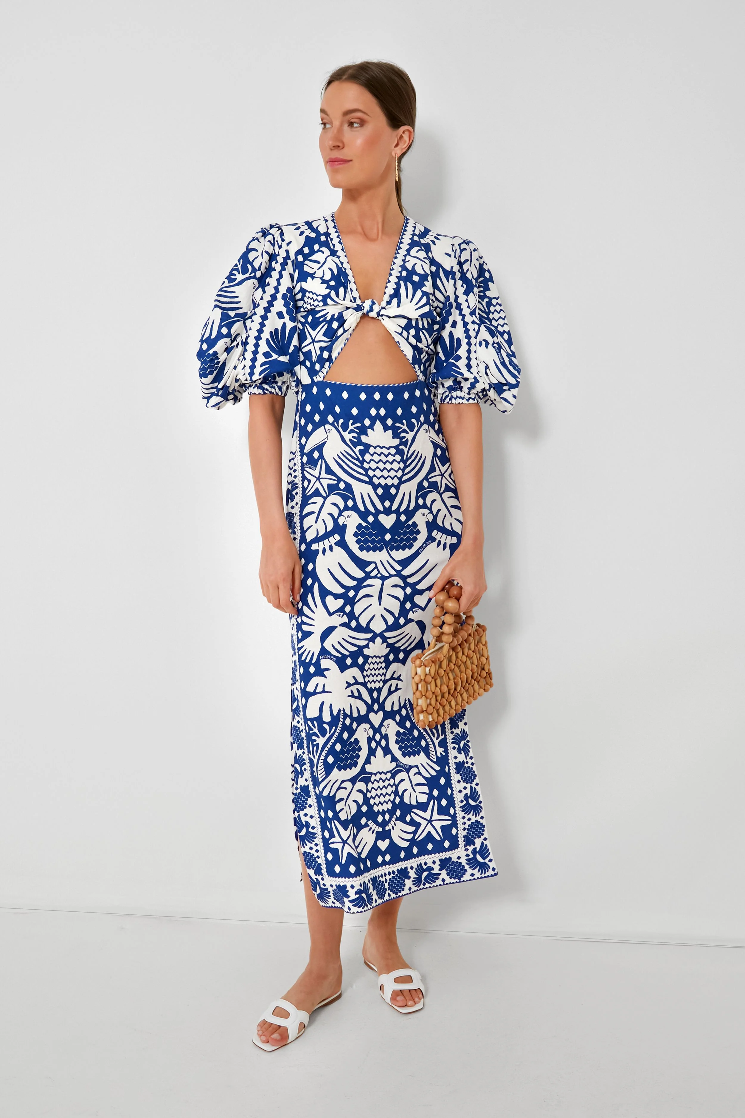 Jungle Scarf Navy Midi Dress - Image 2