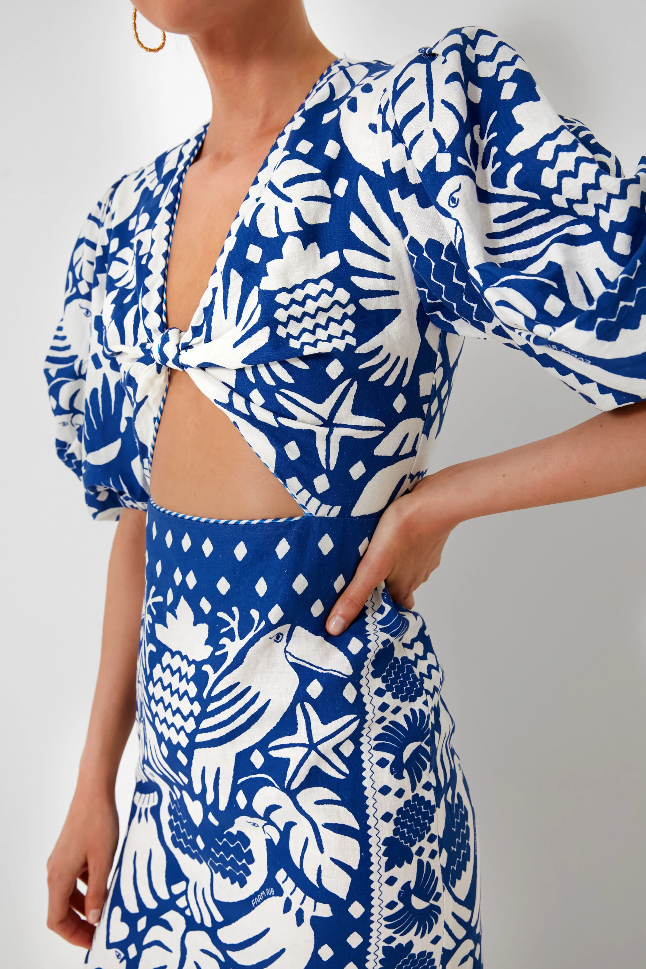 Jungle Scarf Navy Midi Dress - Image 5