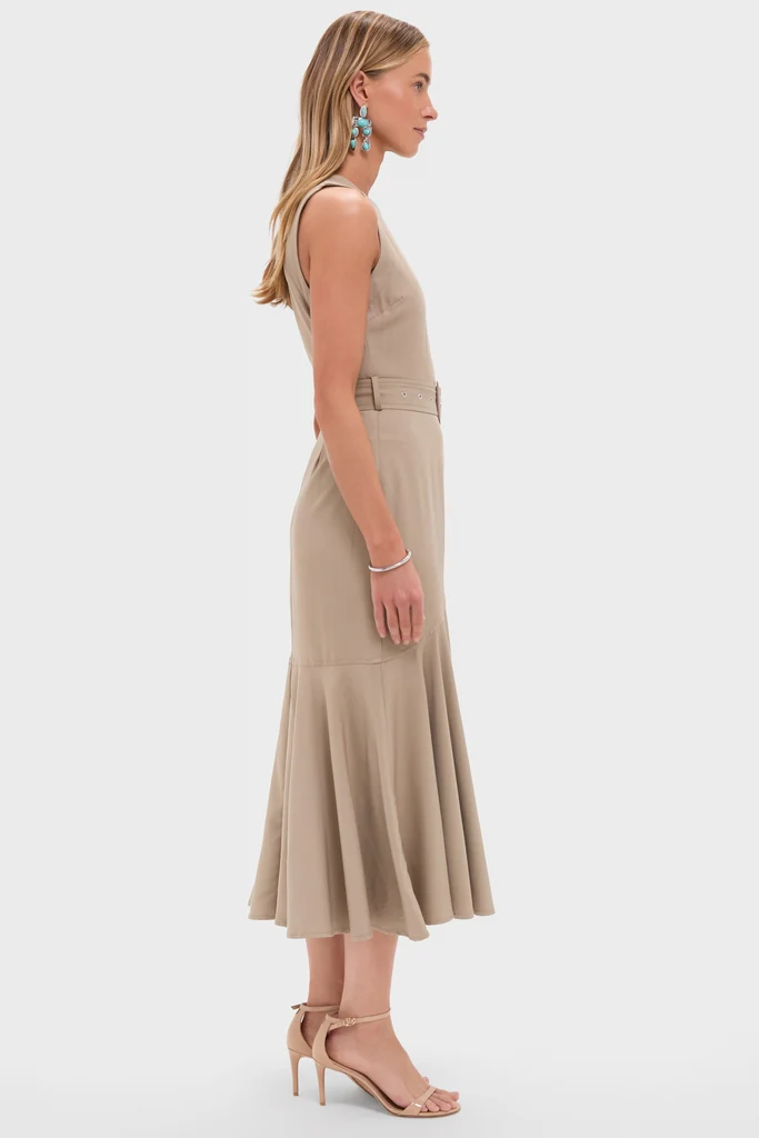 Khaki Autumn Midi Dress - Image 3