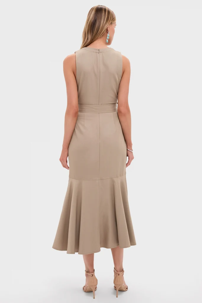 Khaki Autumn Midi Dress - Image 4