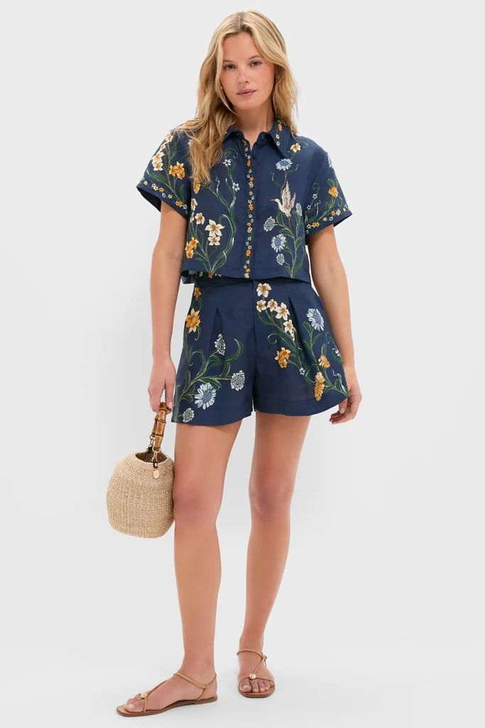 Hand Embroidered Laguna Maratea Linen Shorts - Image 3