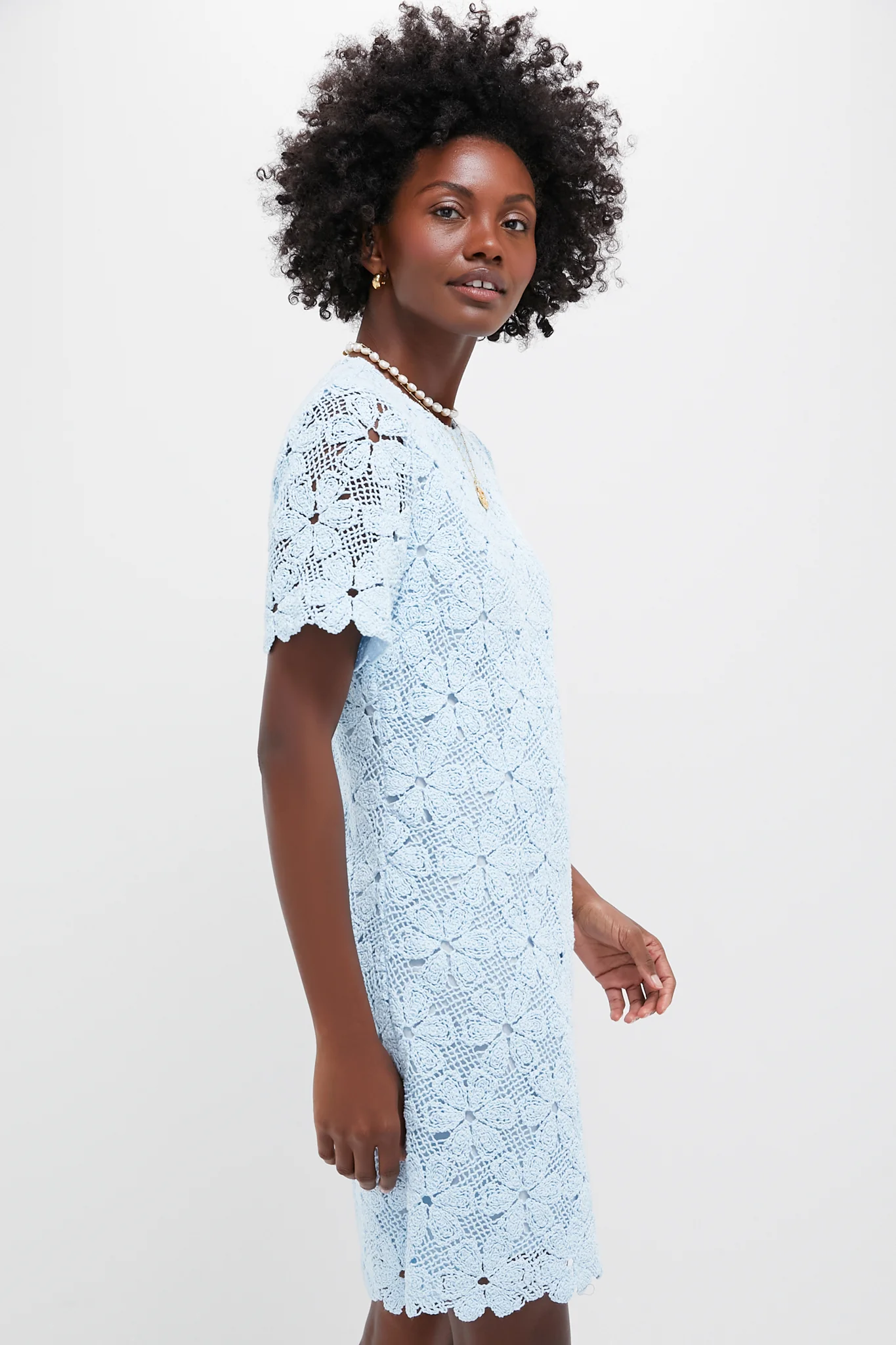 Light Blue Crochet Belclaire Dress - Image 3