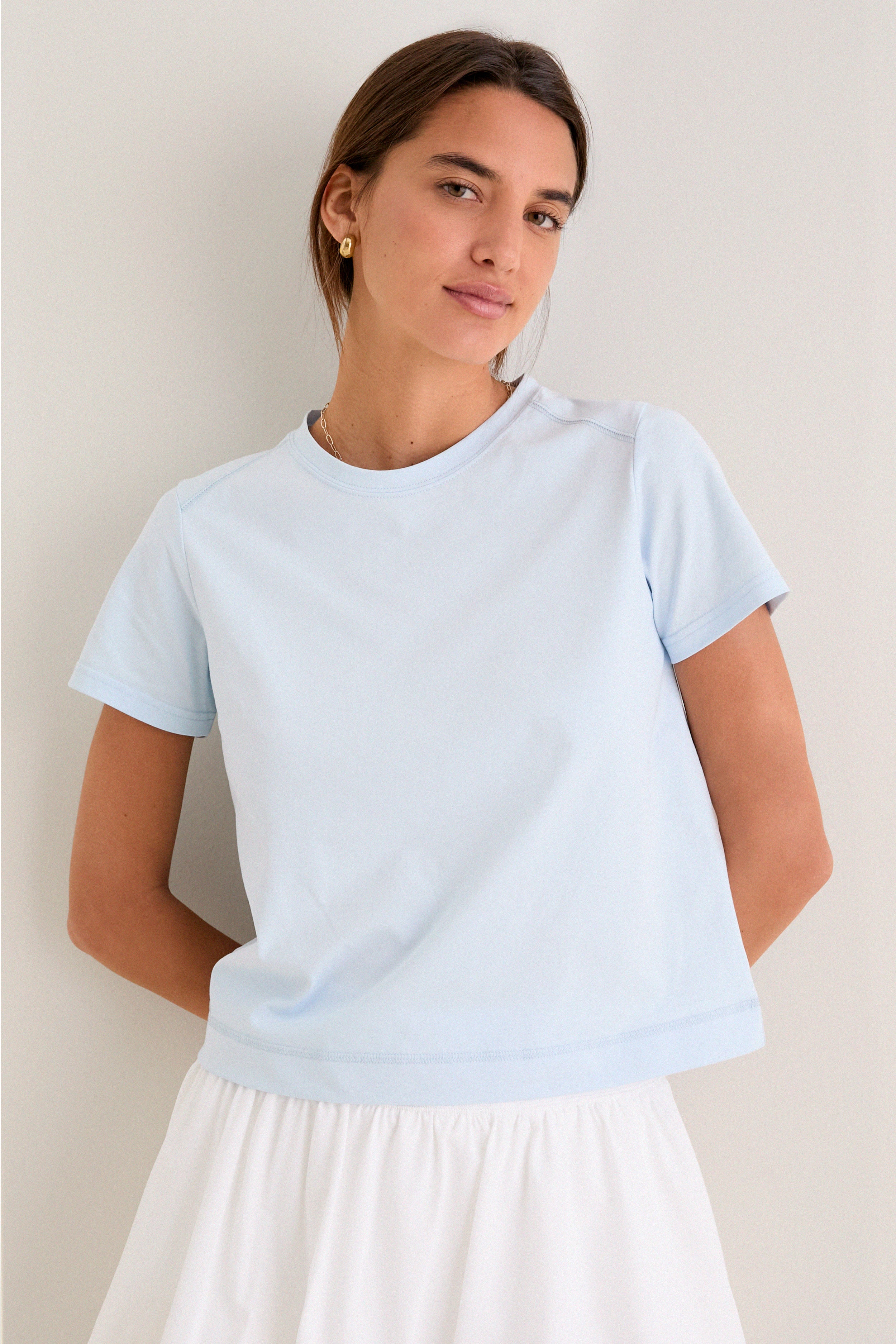 Light Blue Short Sleeve Performance Cotton Sasha Tee - Image 8