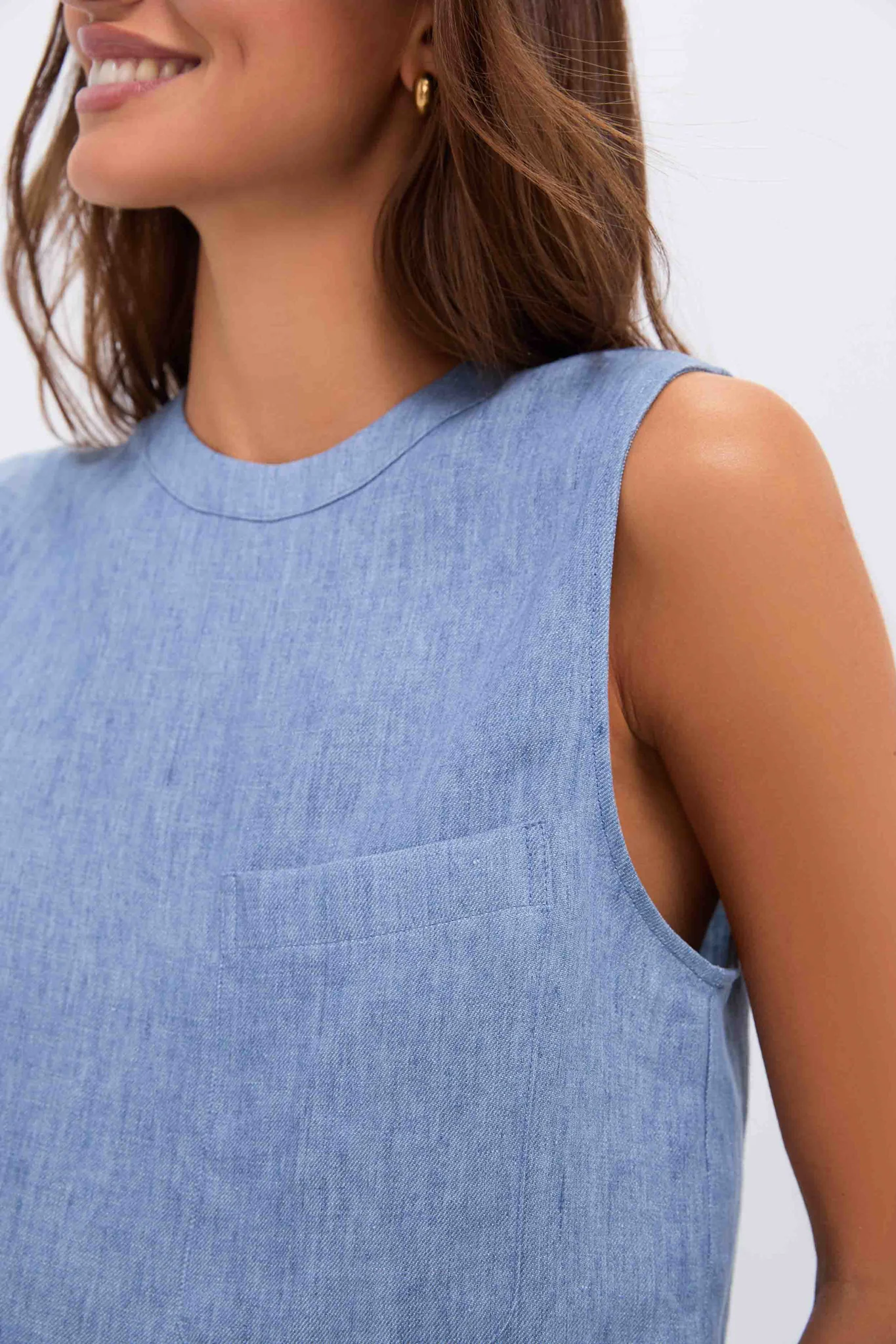Light Indigo Cropped Muscle Tank - Image 5