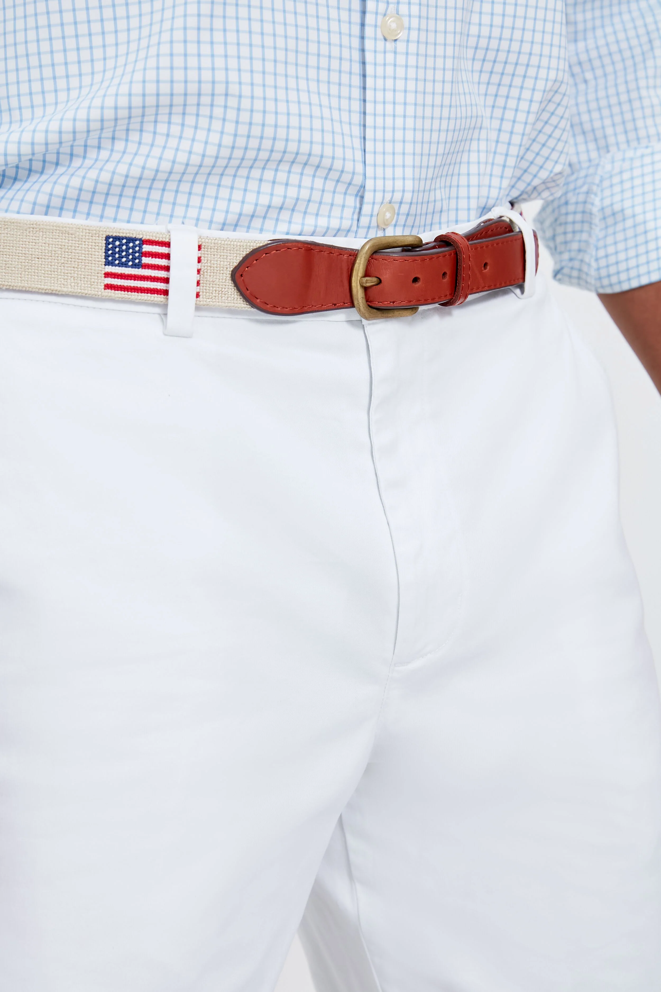 Light Khaki American Flag Needlepoint Belt - Image 4