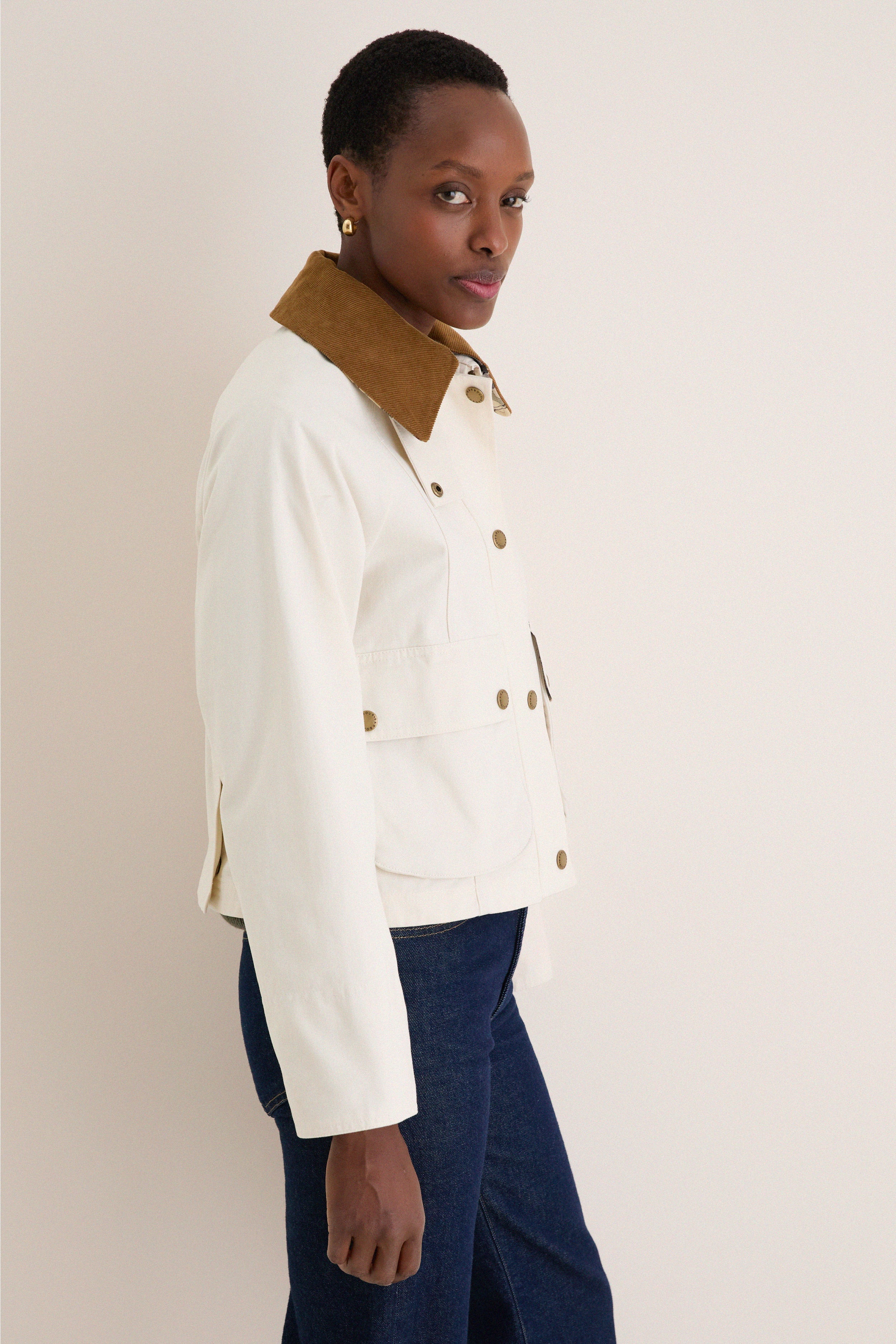 Light Pearl Cropped Beadnell Casual Jacket - Image 5