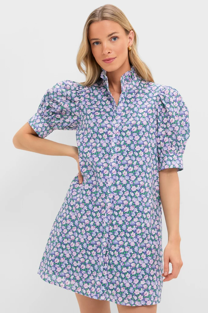 Lilac Ditsy Floral Mini Louisa Dress