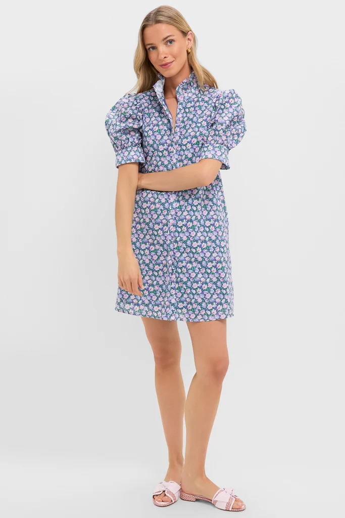 Lilac Ditsy Floral Mini Louisa Dress - Image 6