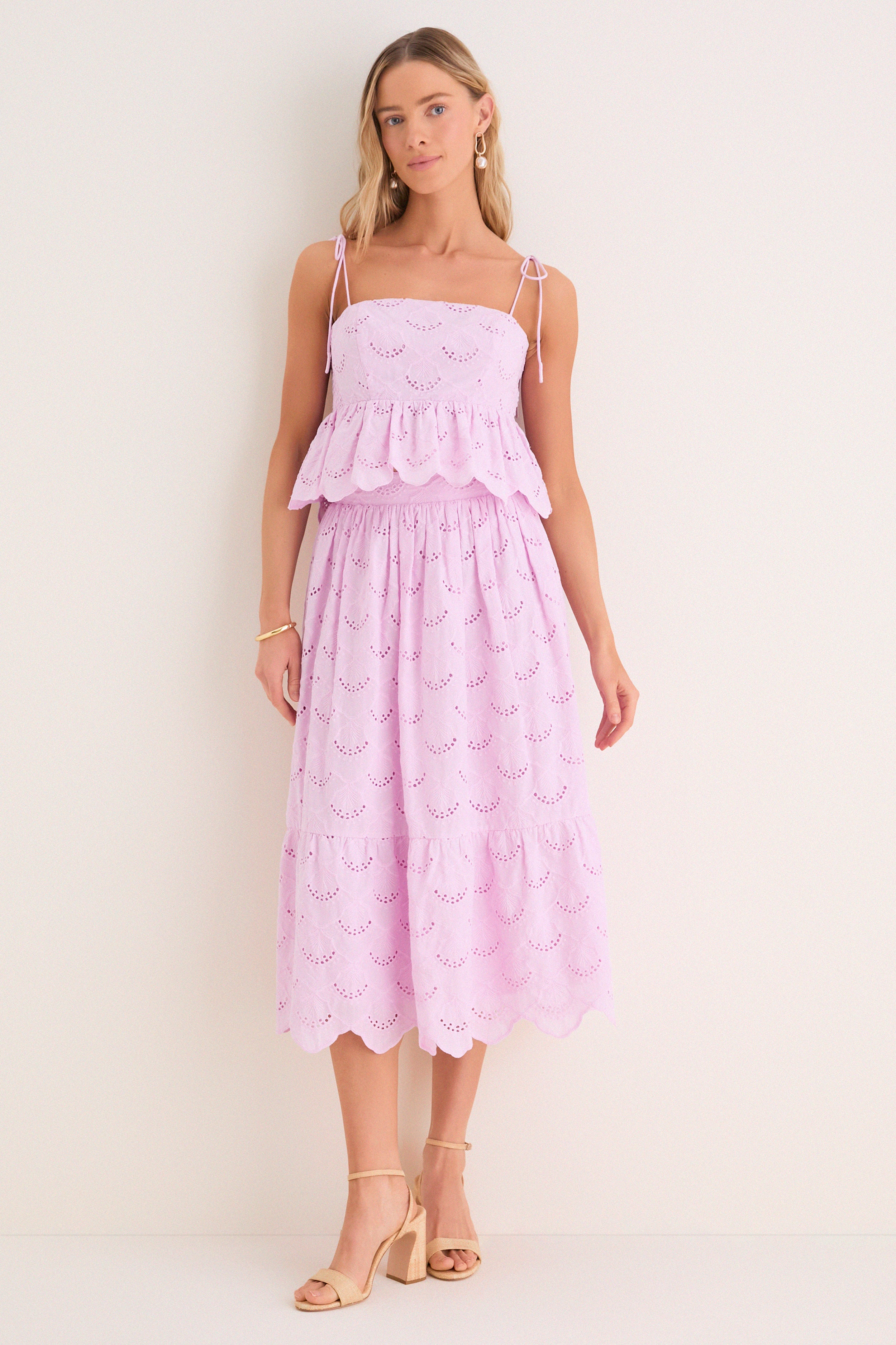 Lilac Eyelet Carter Midi Skirt - Image 6