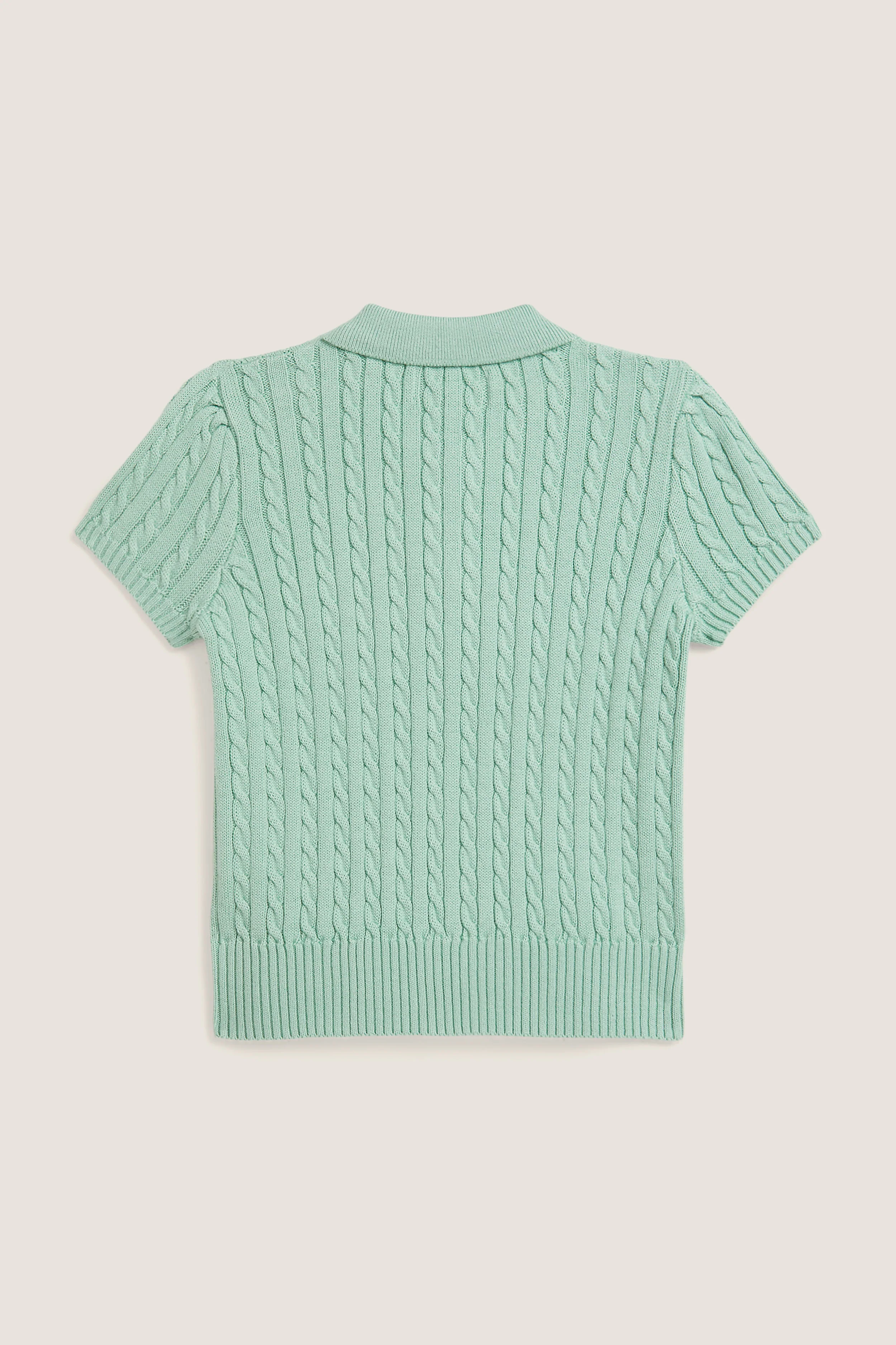 Little Girls Short-Sleeve Combed Cotton Mini Cable Knit Polo - Image 2