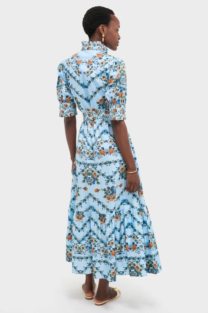 Magical Blossom Blue Marni Cotton Midi Dress - Image 5