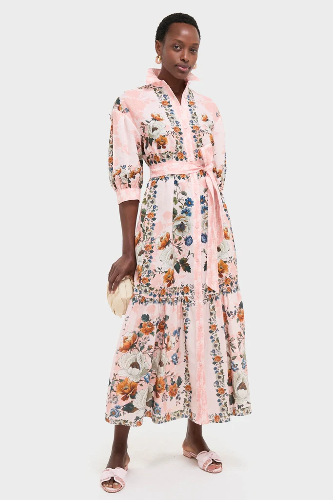 Magical Blossom Pink Bianca Linen Maxi Dress - Image 2