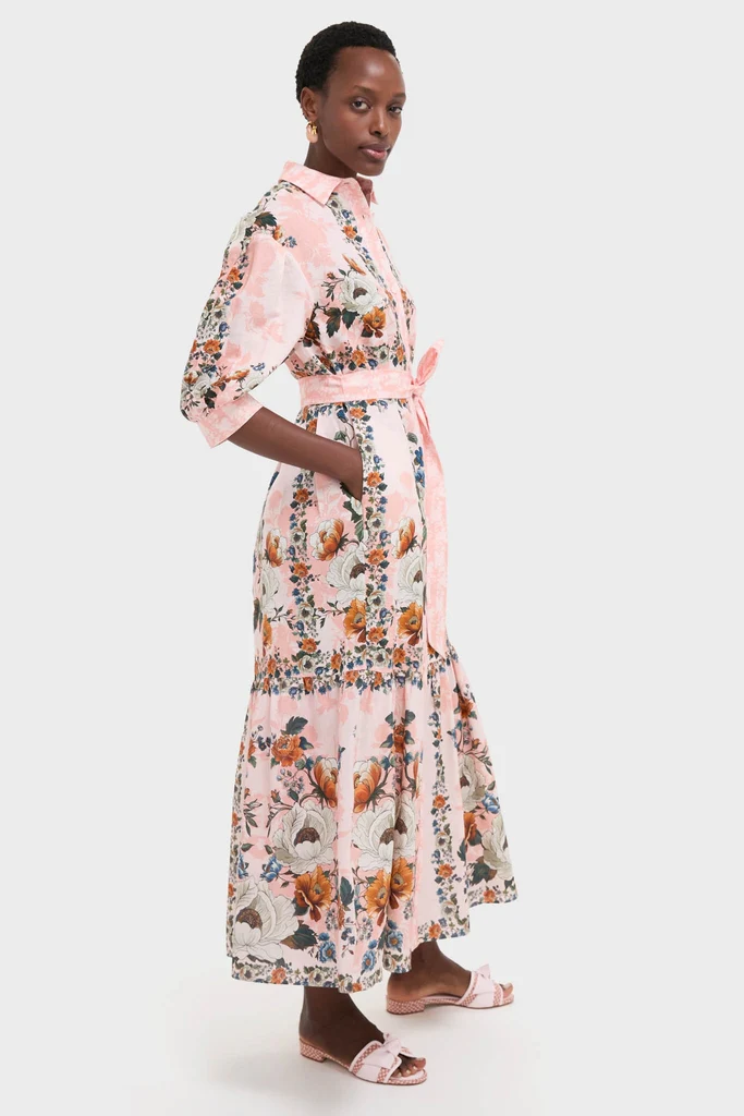 Magical Blossom Pink Bianca Linen Maxi Dress - Image 3
