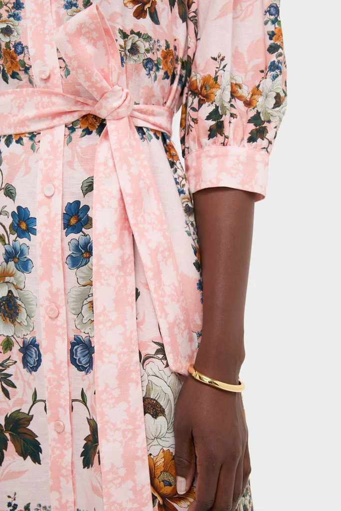 Magical Blossom Pink Bianca Linen Maxi Dress - Image 5
