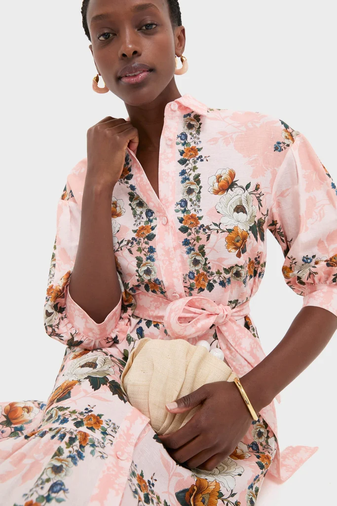 Magical Blossom Pink Bianca Linen Maxi Dress - Image 6