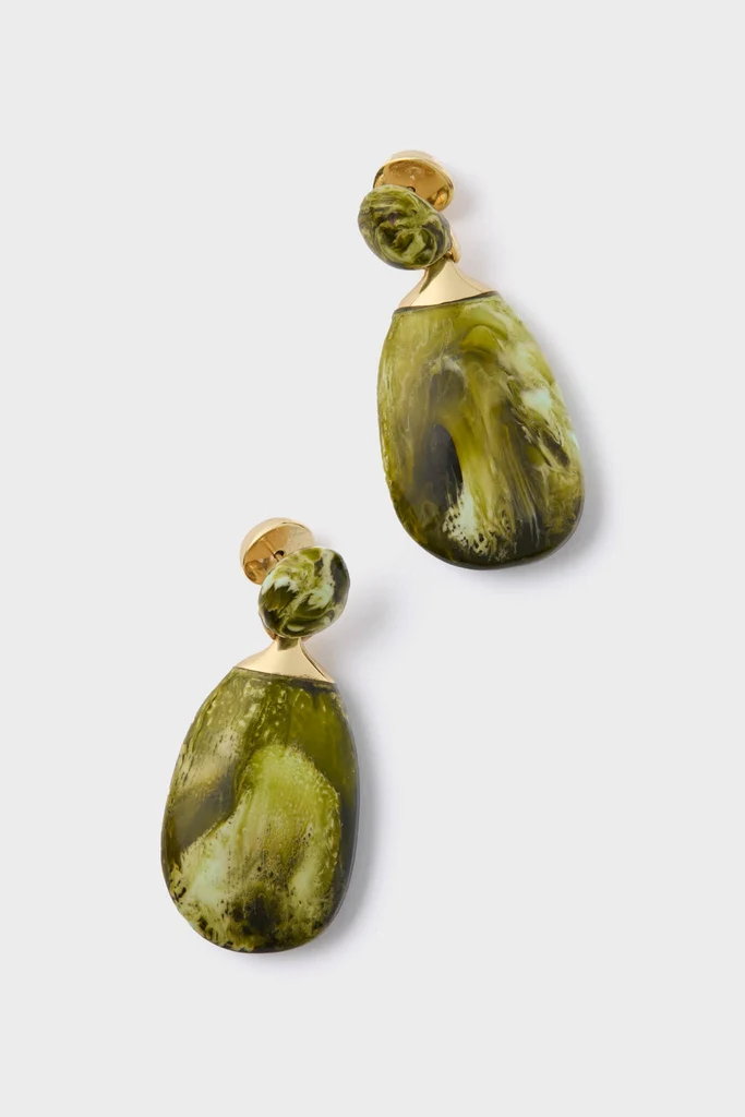 Malachite River Rock 2 Drop Earrings