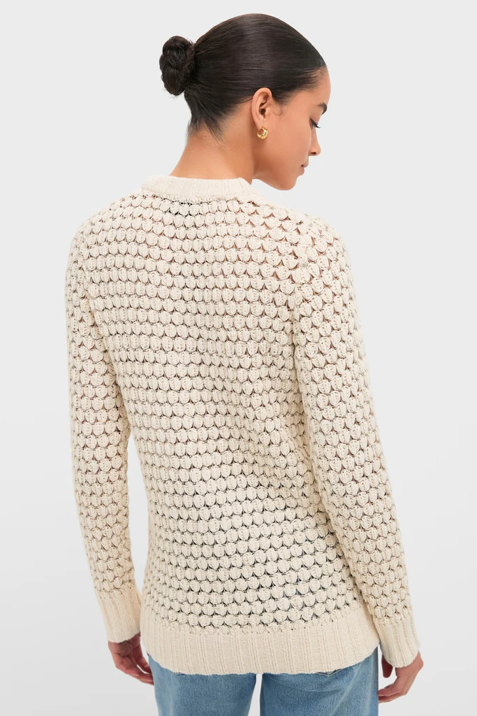 Metallic Cream Knit Caspar Cardigan - Image 4