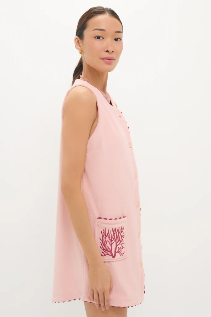 Coral Embroidered Mini Bermuda Terrycloth Coverup - Image 4
