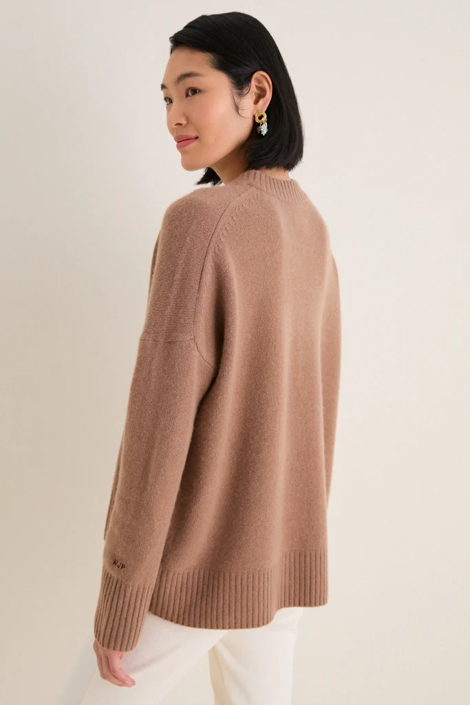 Mocha Cashmere Cassie V-Neck Sweater - Image 4