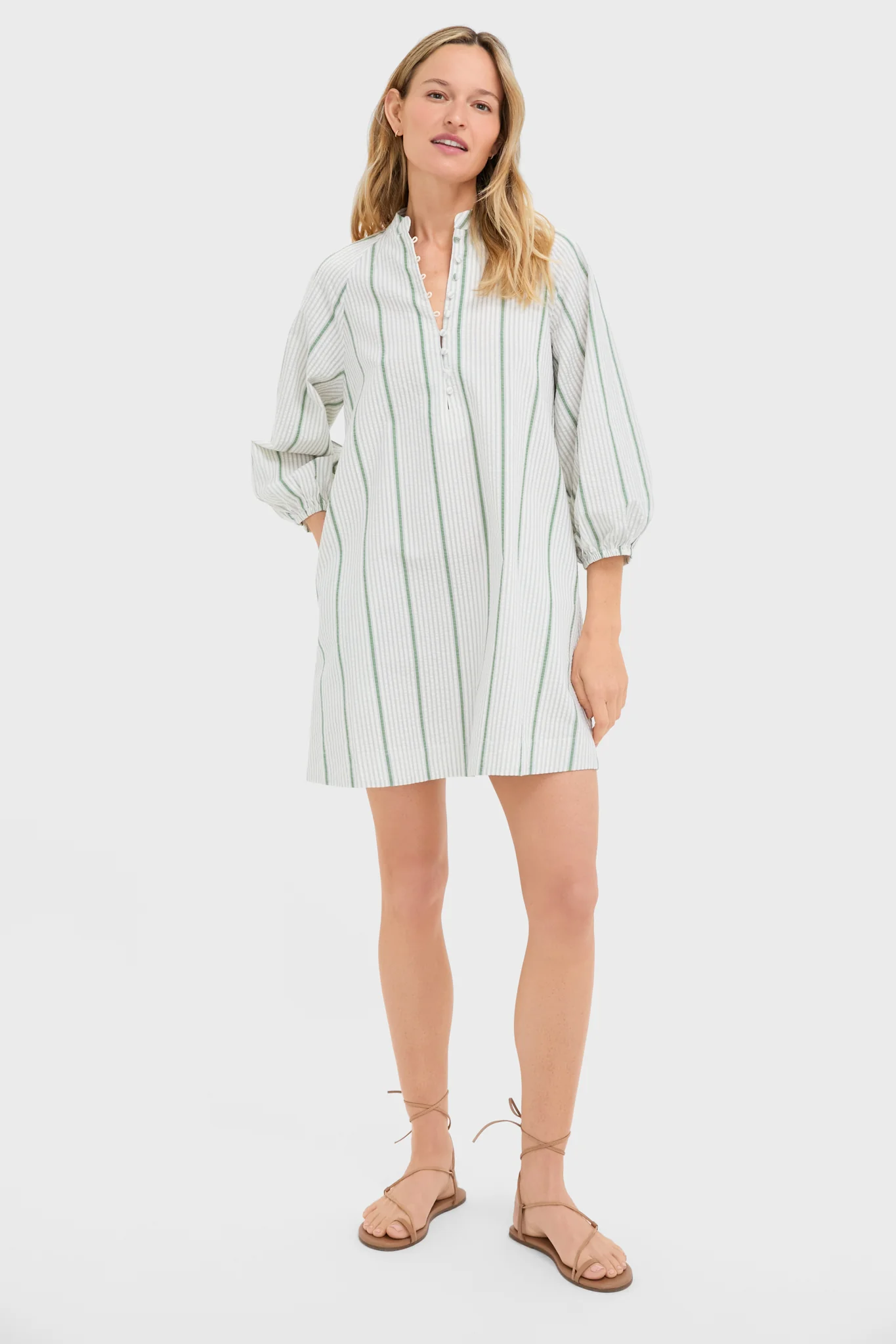 Mondego Stripe Seersucker Mini Maryse Caftan - Image 6