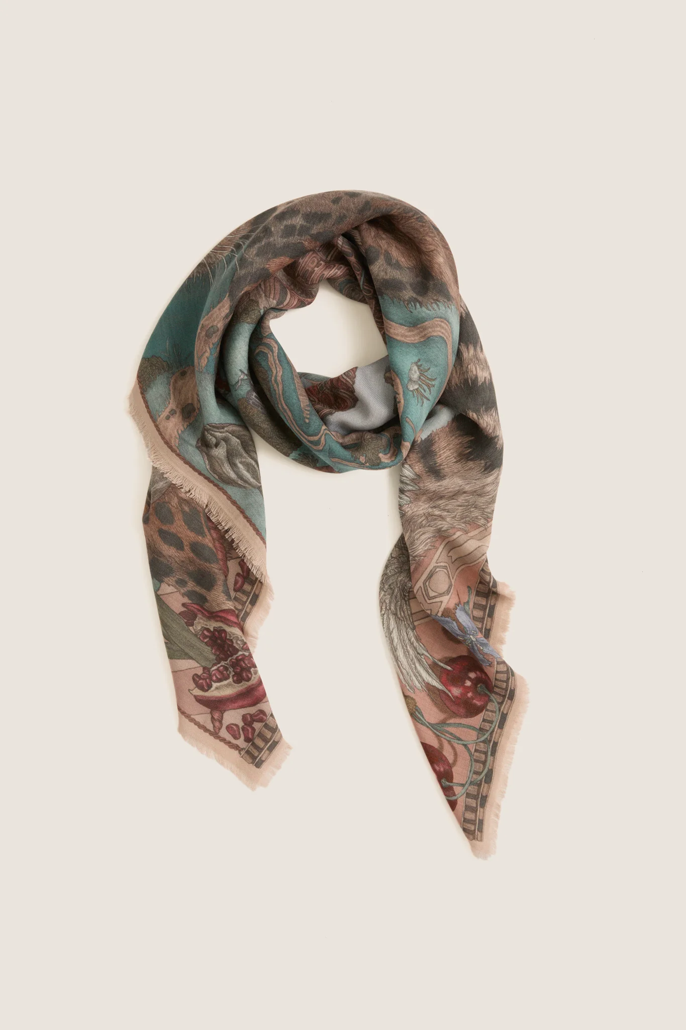 Morello and Mint Medici Cheetah Rectangular Scarf - Image 5