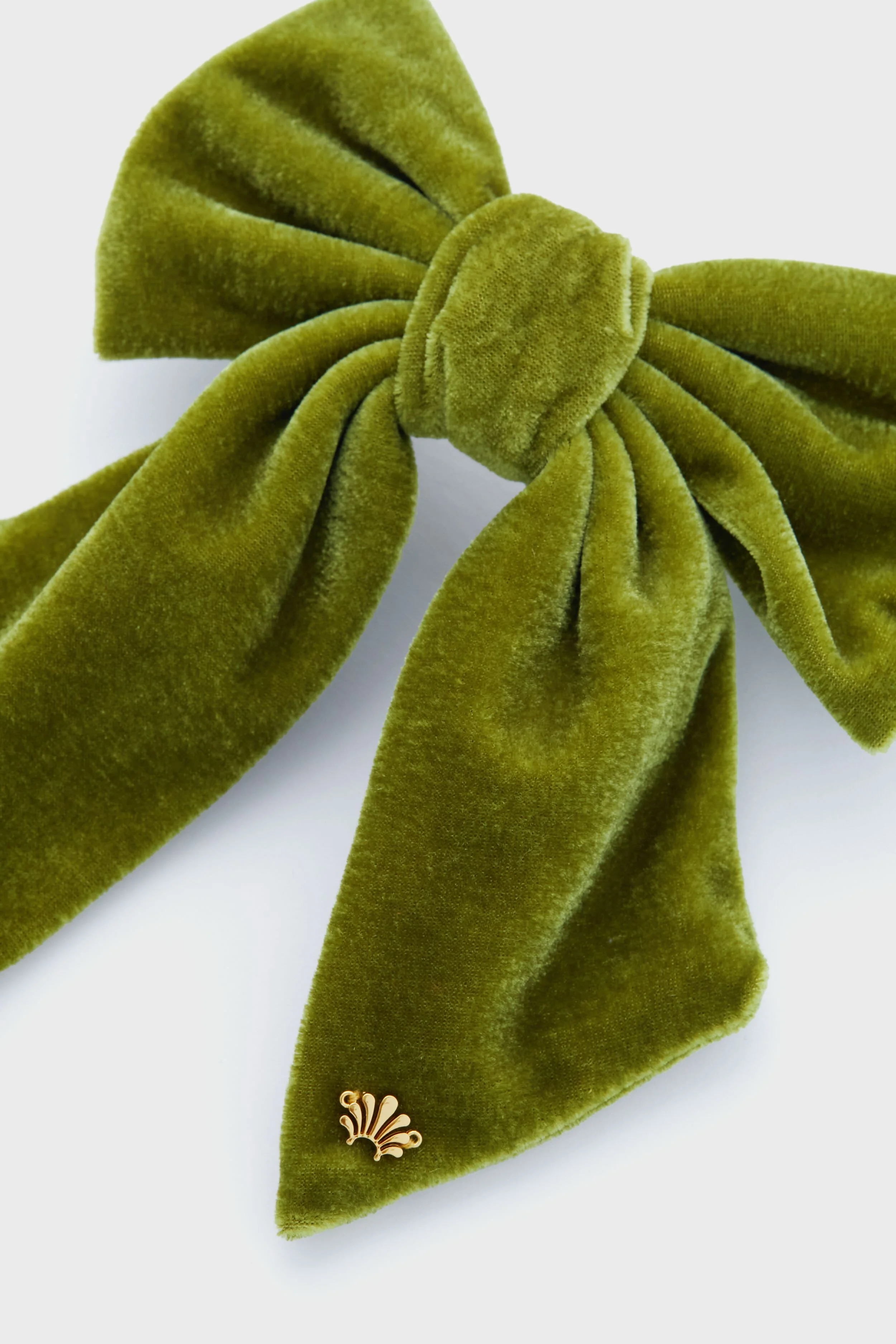 Moss Jumbo Velvet Bow Barrette - Image 3