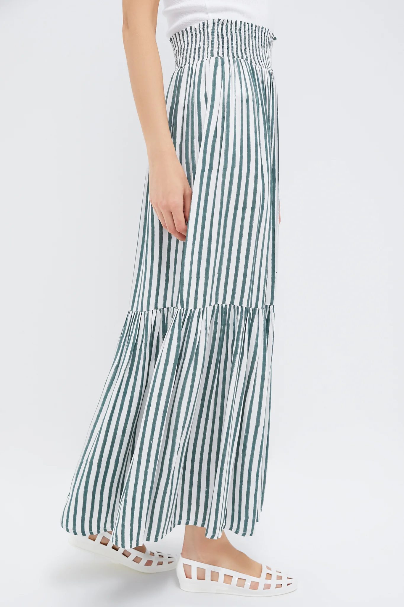 Moss Stripe Shirred Skirt - Image 3