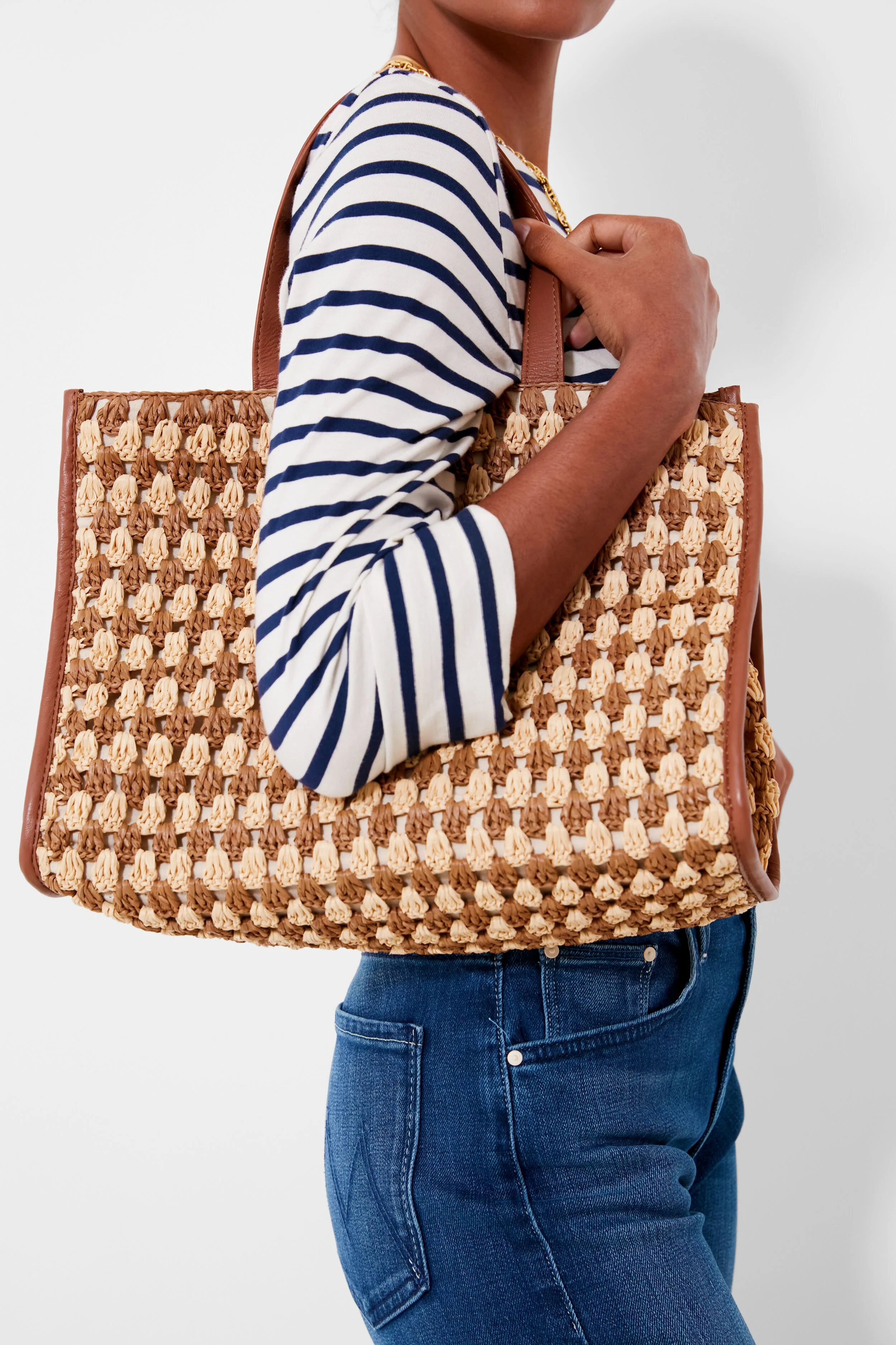 Natural Brown Crochet Pia Tote - Image 3