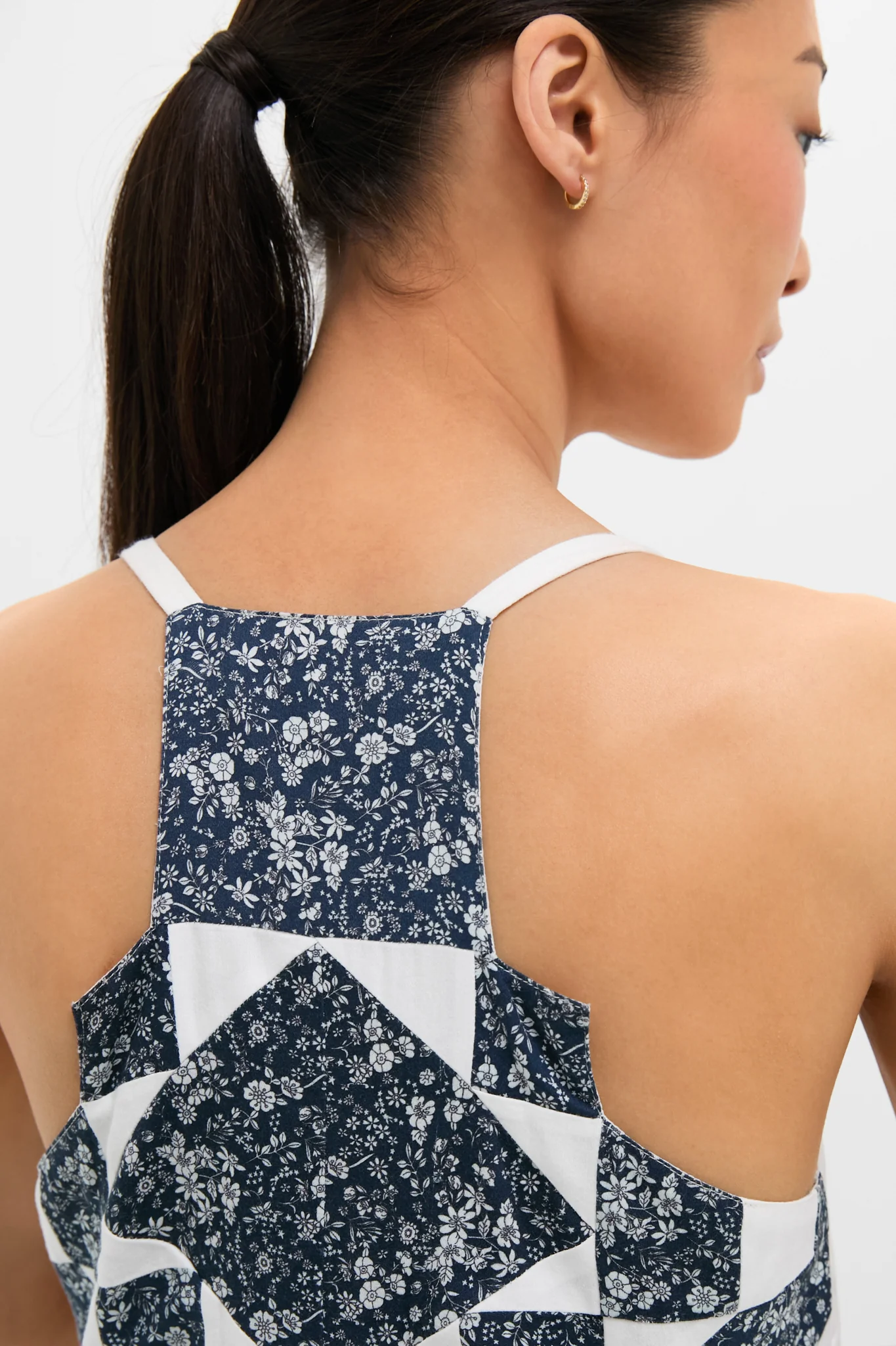 Navy Ana Patchwork Print Tank Dress - Image 5