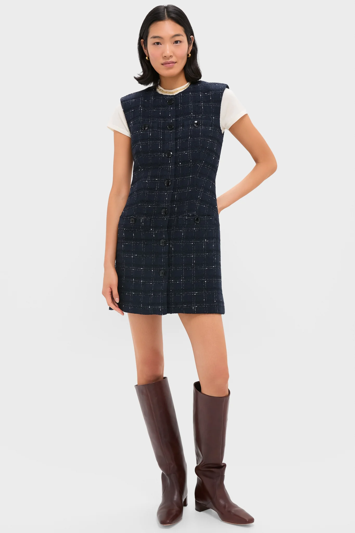 Navy and Off White Tamara Dress - Image 6