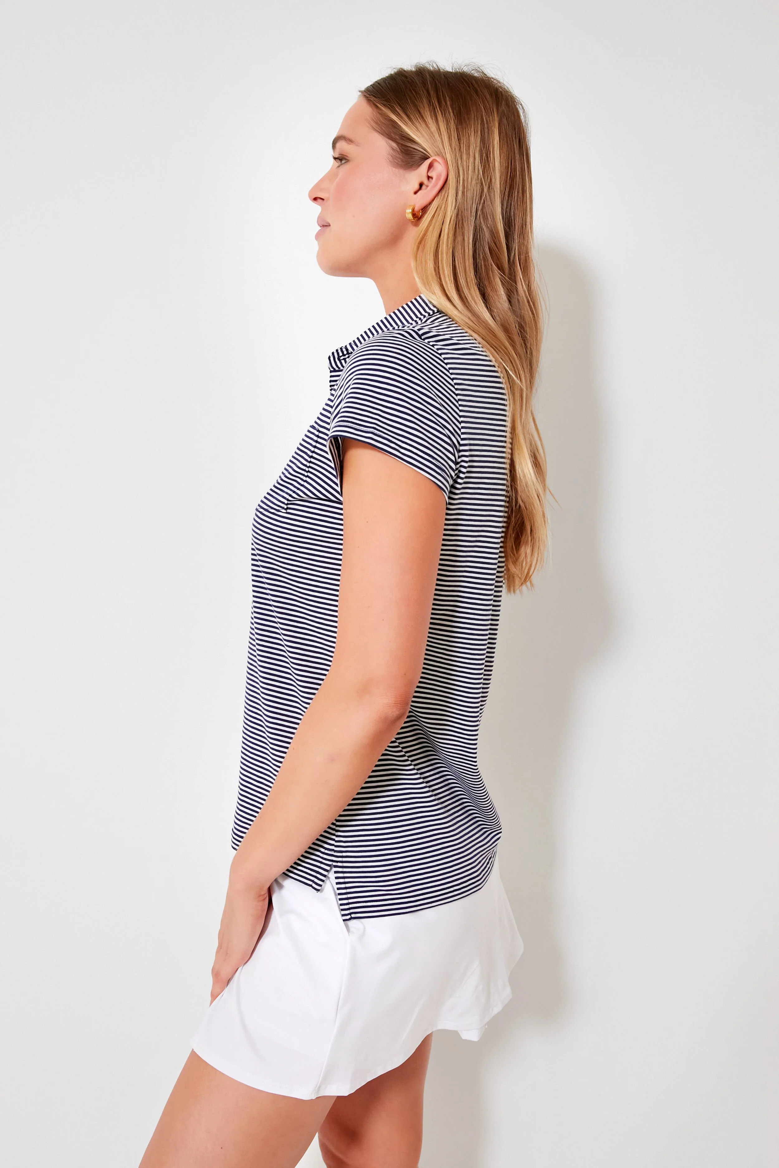 Navy and White Short Sleeve Polo - Image 3