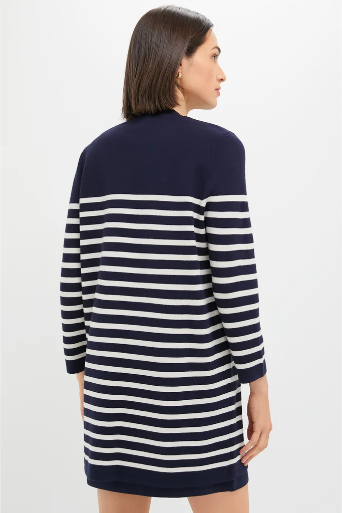 Navy and White Stripe Knit Liv Cardigan - Image 4