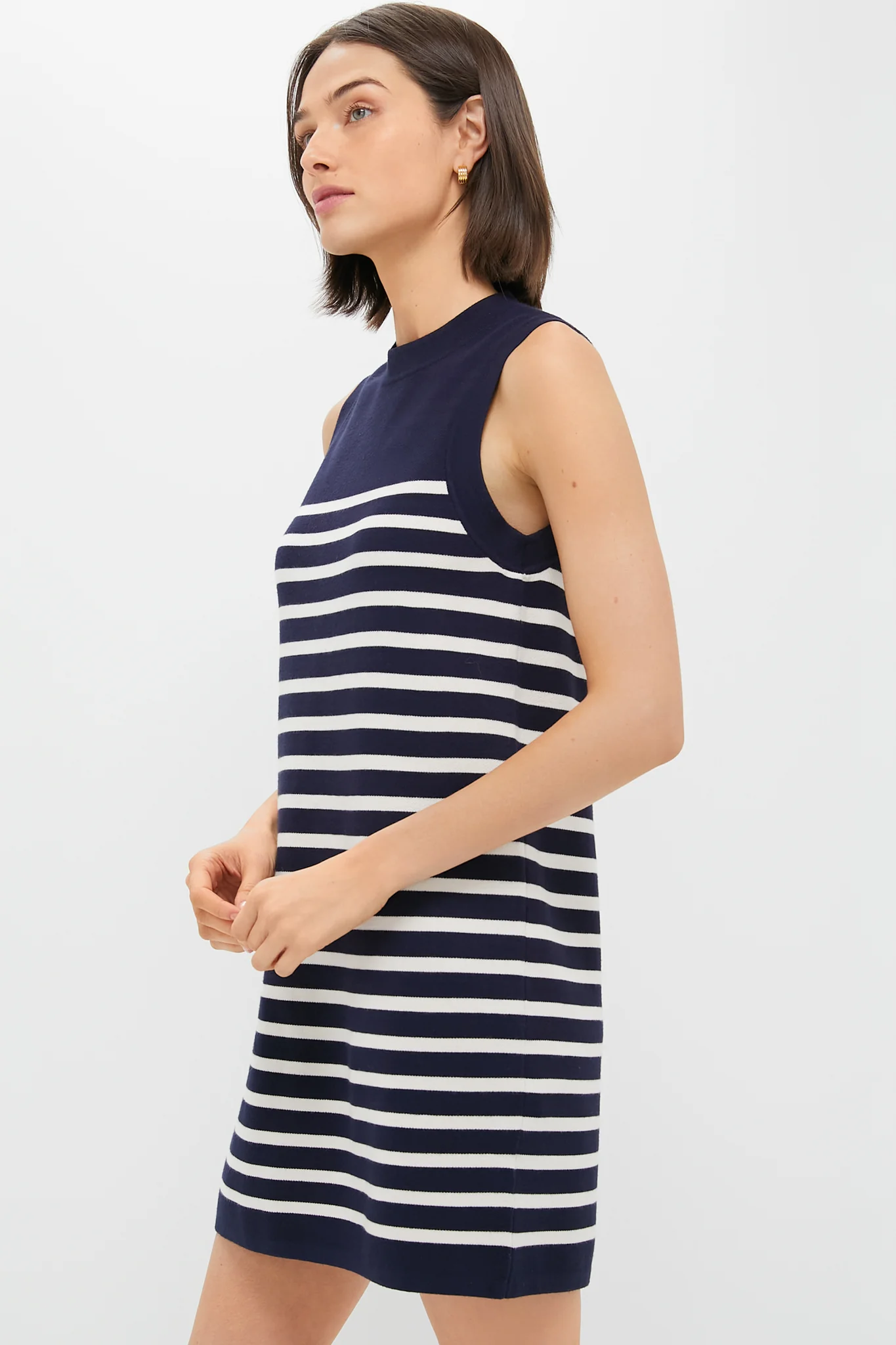 Navy and White Stripe Knit Marie Dress - Image 3