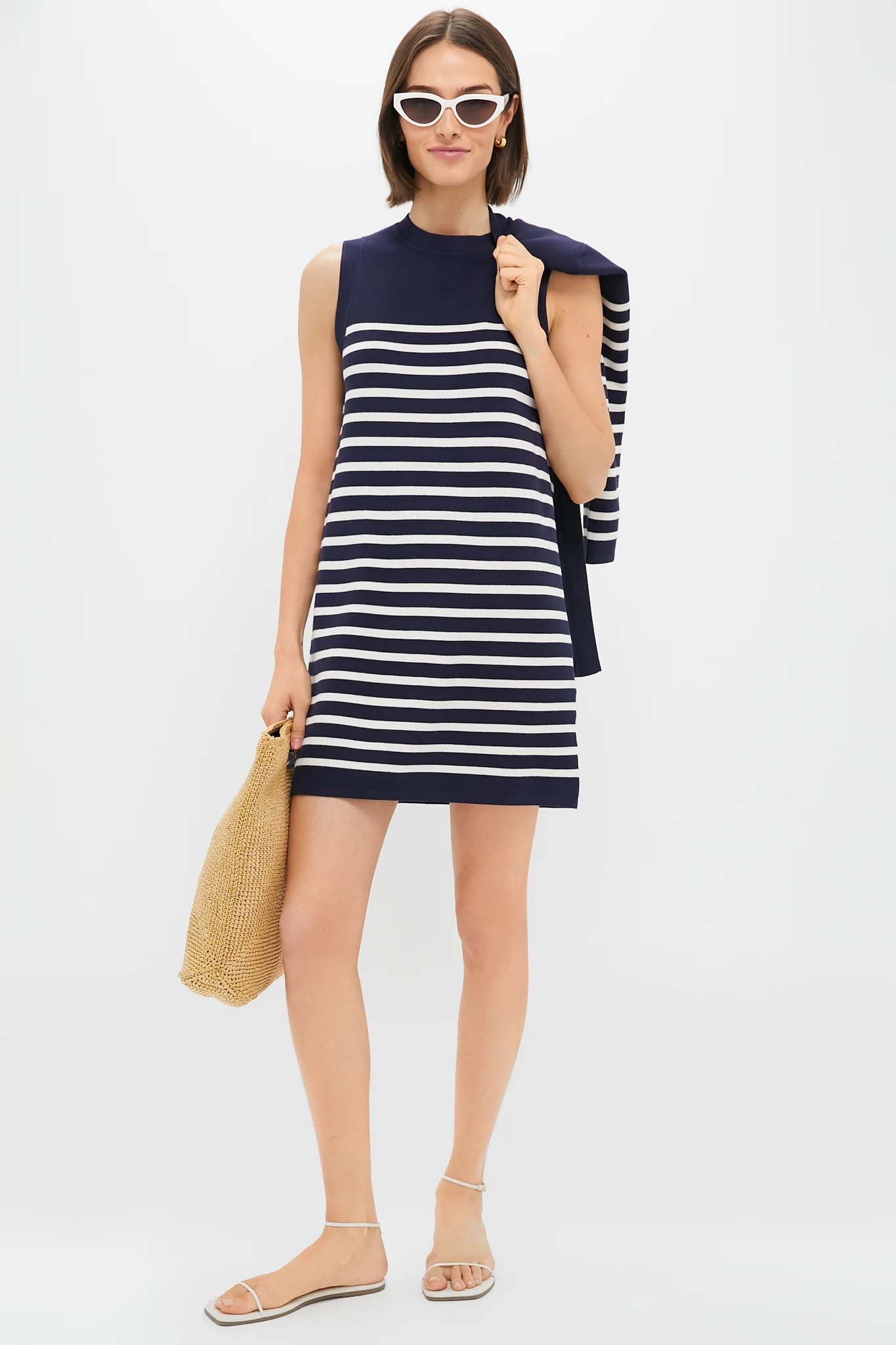 Navy and White Stripe Knit Marie Dress - Image 7