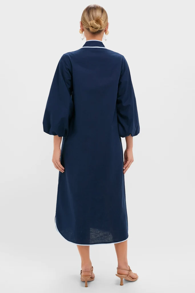 Navy & Baby Blue Embroidered Teresa Caftan - Image 4