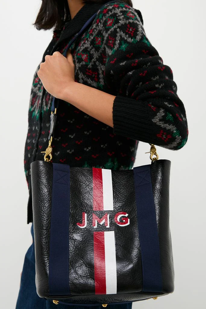 Navy Baby Daddy Tote with Red Monogram - Image 3