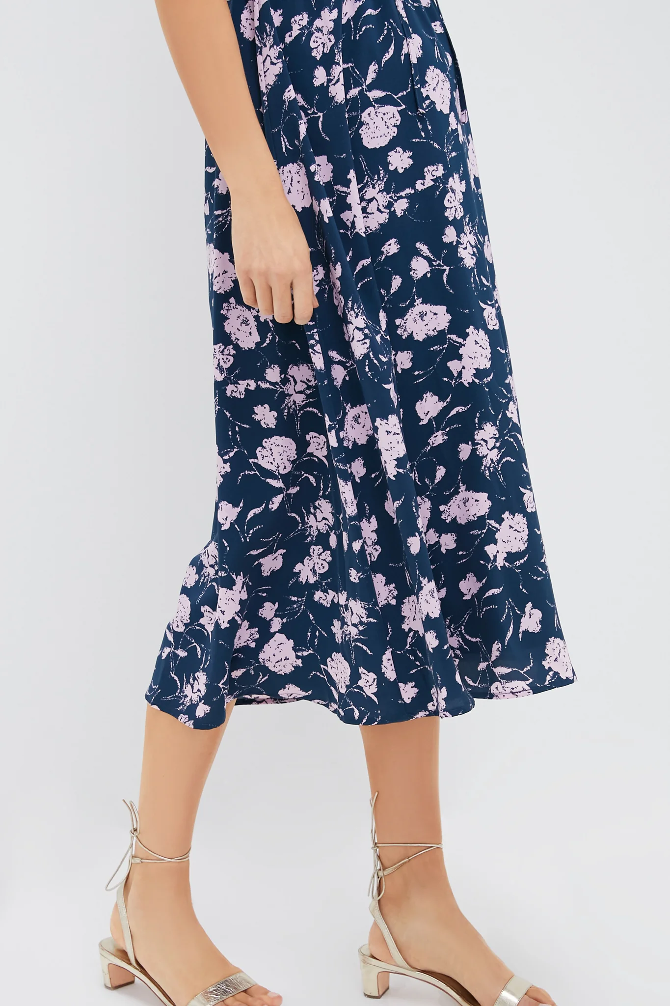 Navy & Blush Abstract Floral Amanda Midi Dress - Image 6