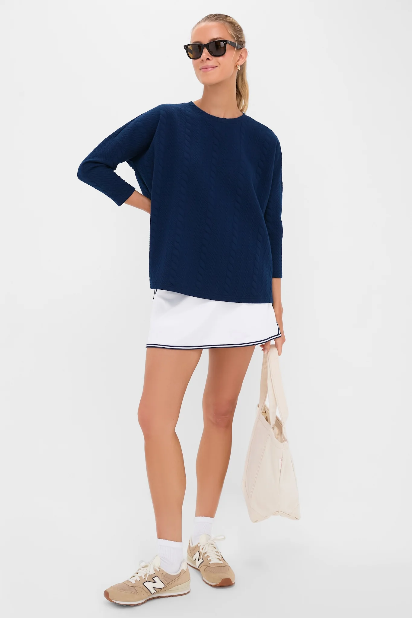 Navy Cable Ally Swing Sweatshirt - Image 2