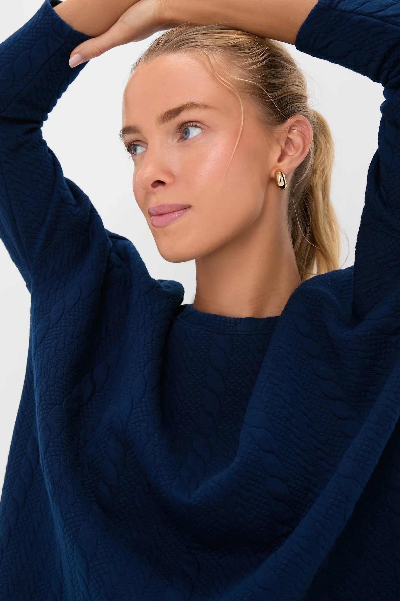Navy Cable Ally Swing Sweatshirt - Image 5