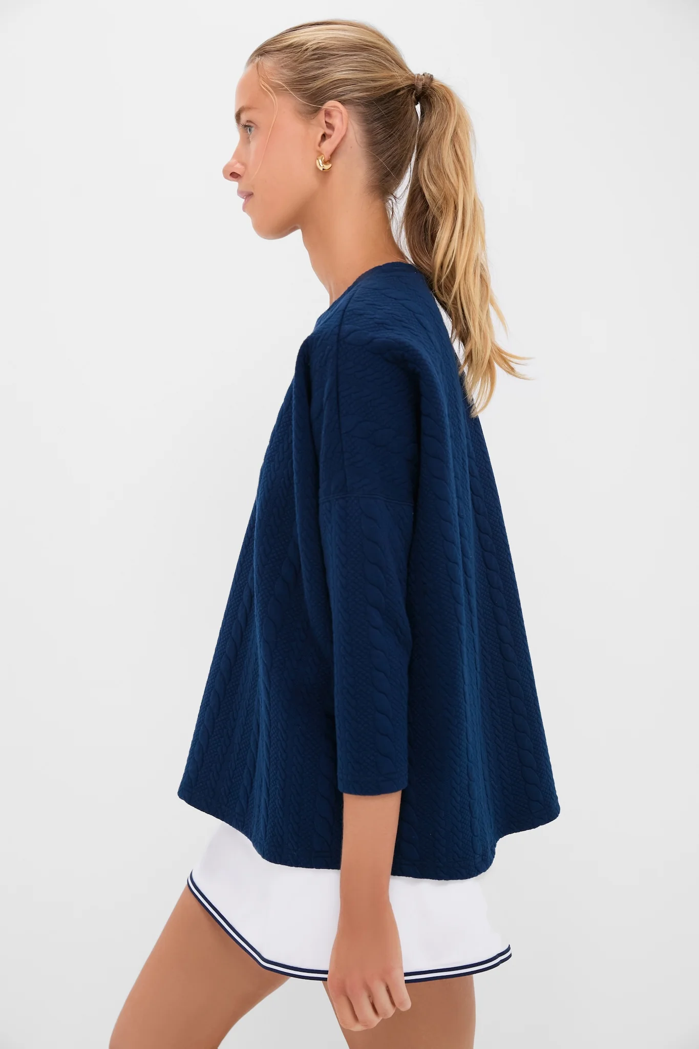 Navy Cable Ally Swing Sweatshirt - Image 6