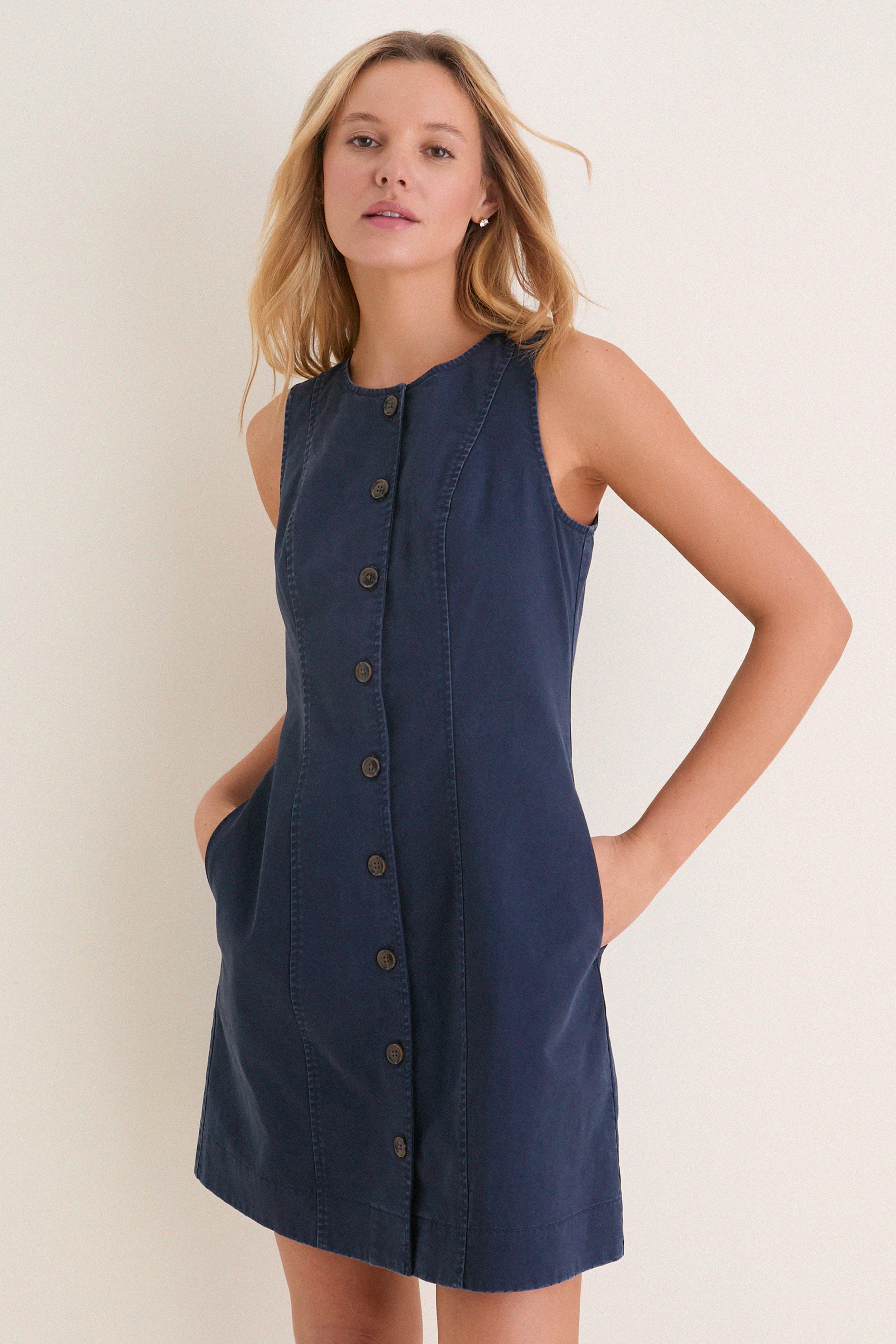 Navy Chino Rhoda Mini Dress - Image 5