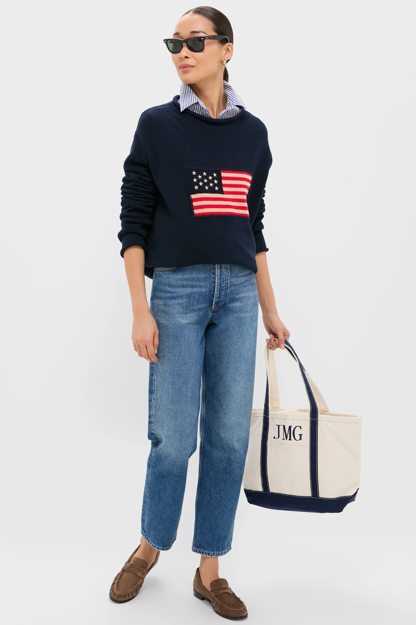 Navy Cotton Americana Sweater - Image 2