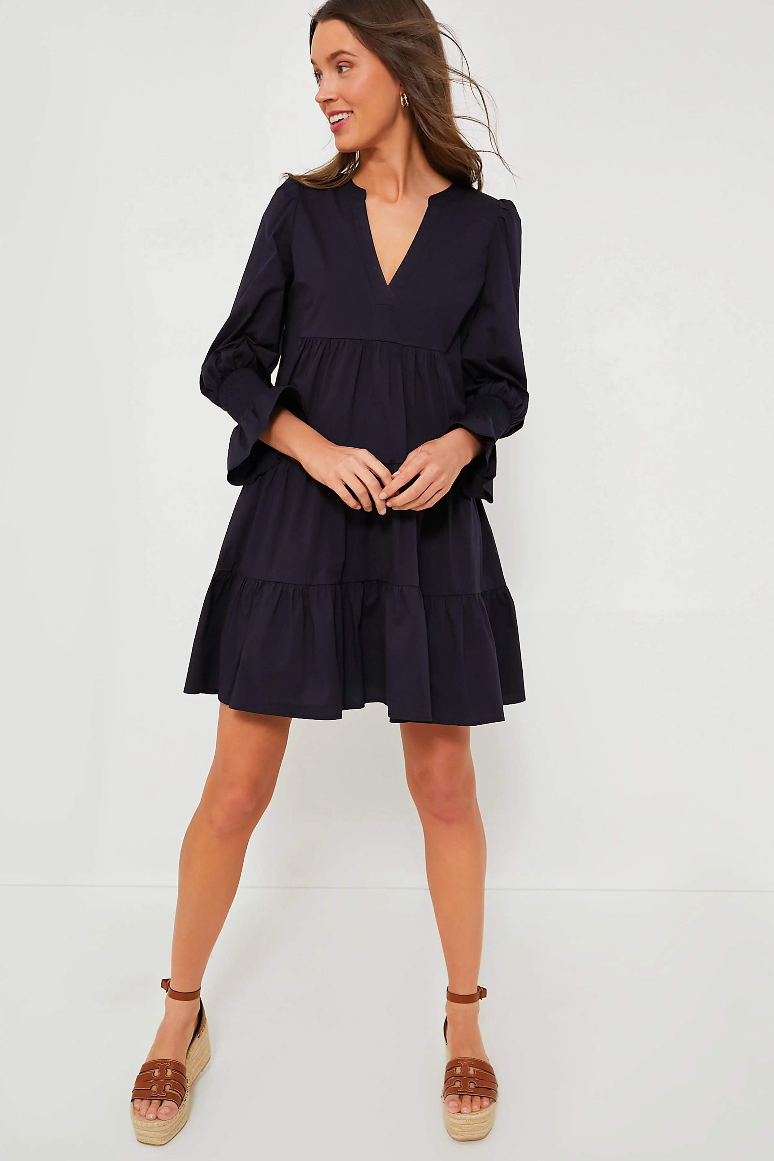 Navy Cotton Poplin Kenzo Dress - Image 2