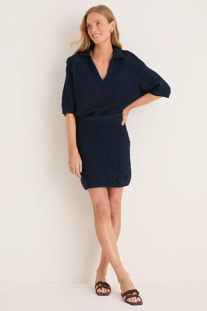 Navy Crochet Cathy Mini Skirt - Image 6