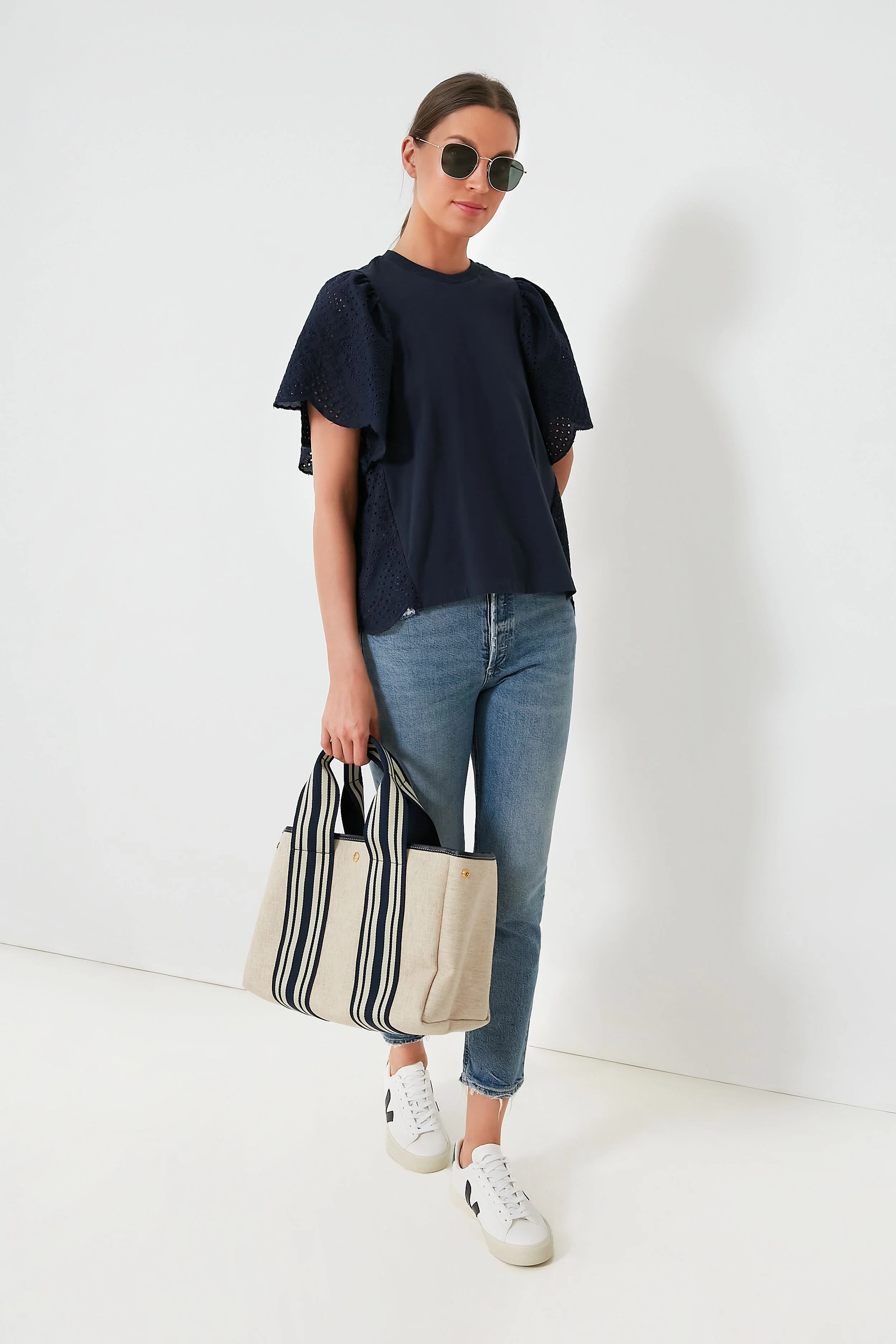 Navy Equestrian Traversee M Linen Tote - Image 3