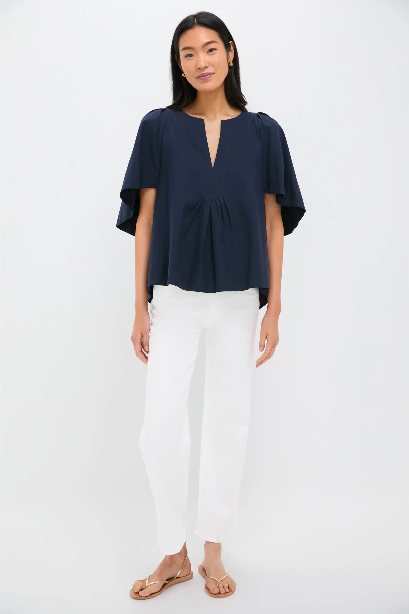 Navy Finley Flutter Sleeve Top - Image 6