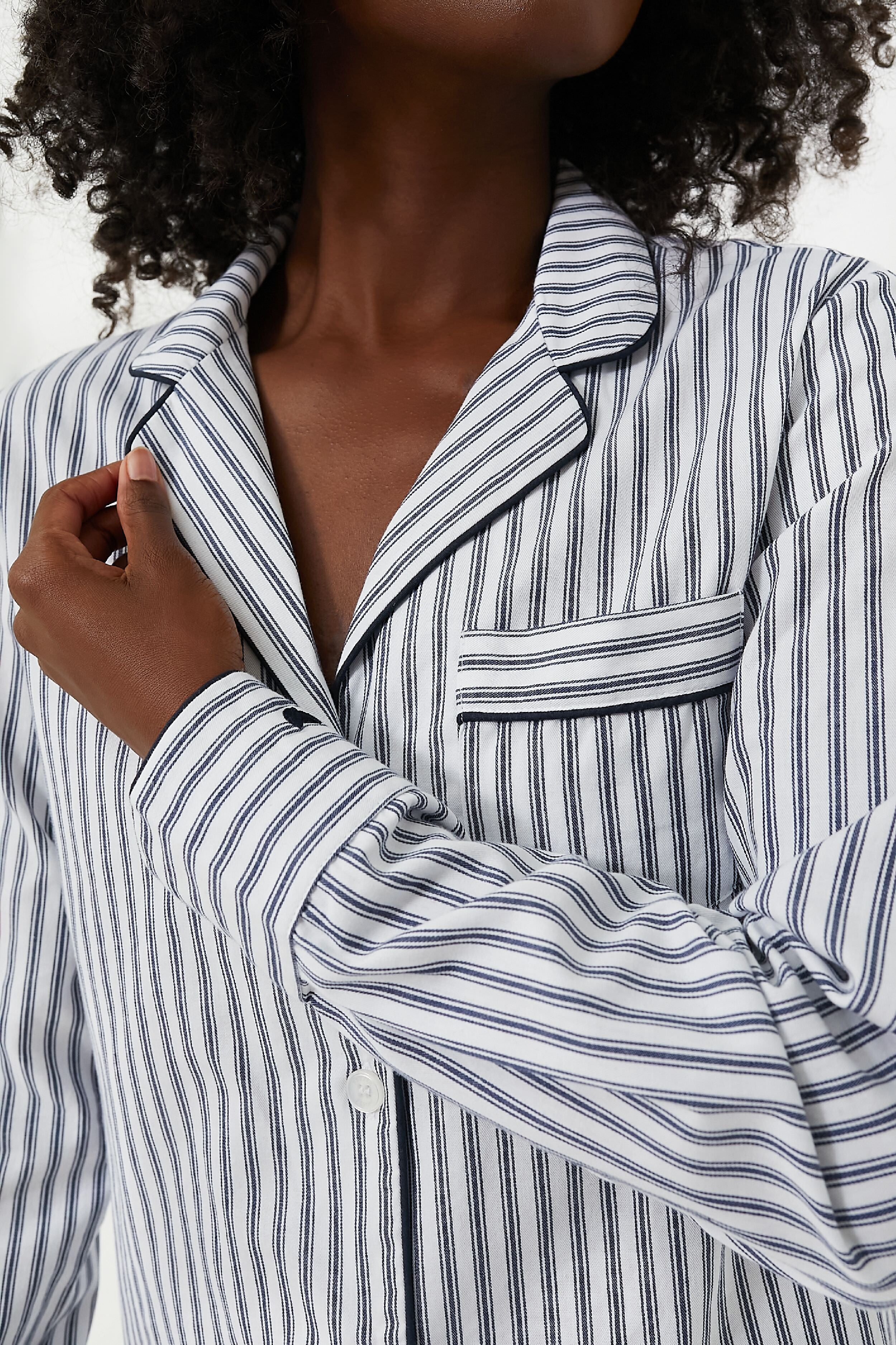 Navy French Ticking Pajama Set - Image 5