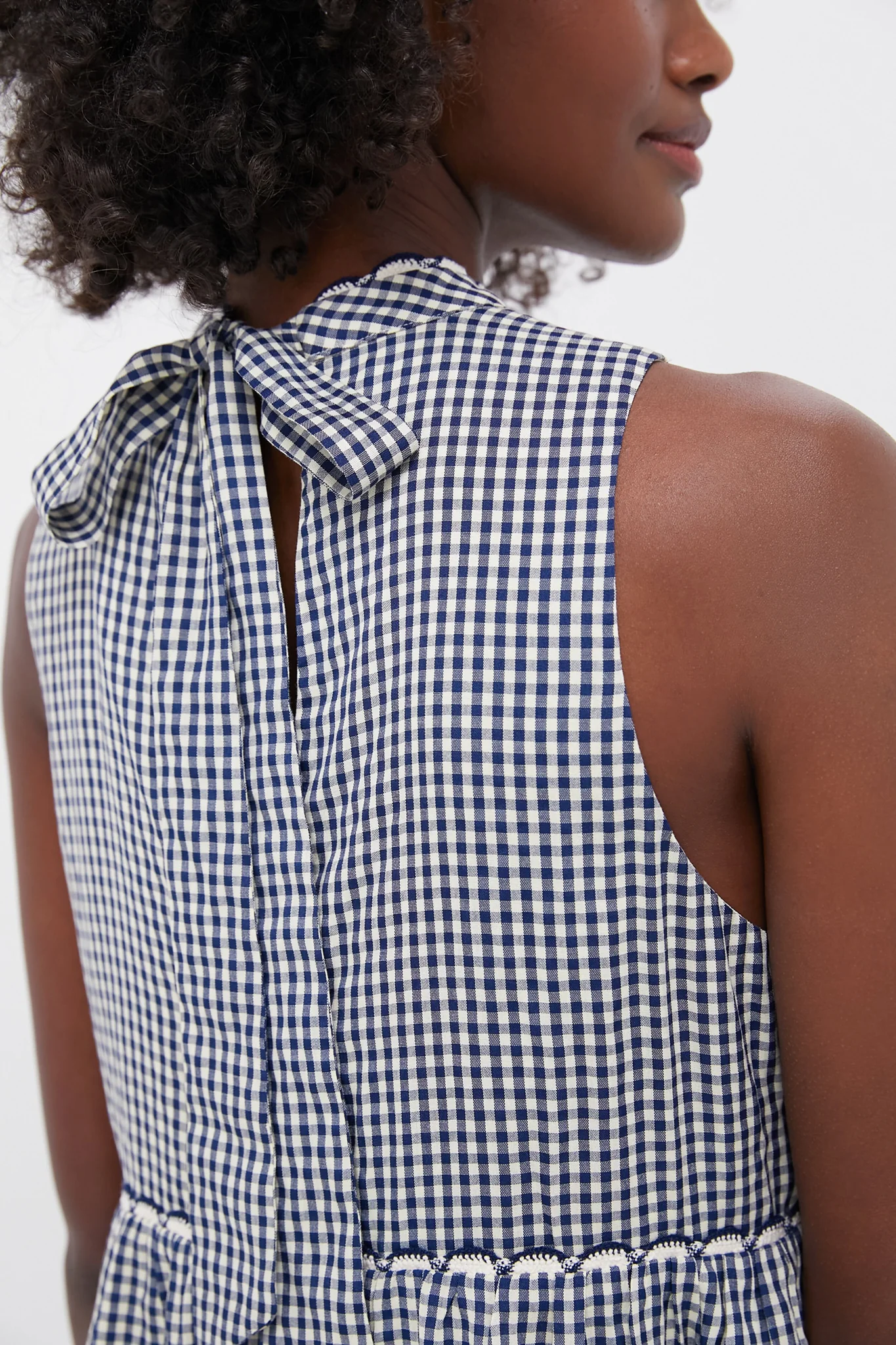 Navy Gingham Morgan Dress - Image 5