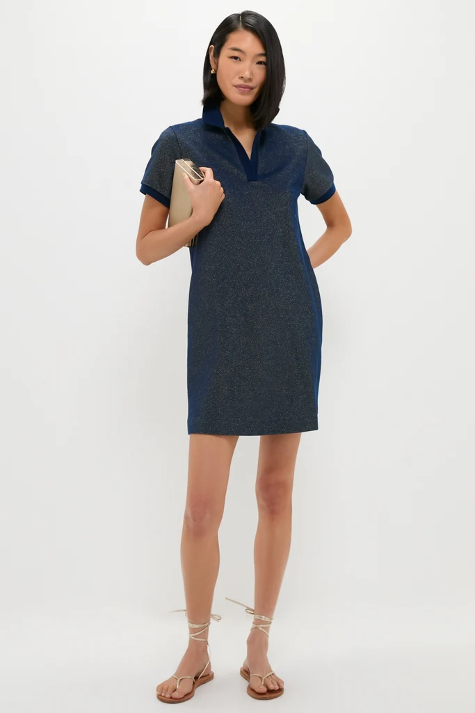 CANCELED Navy Gold Lurex Pique Hutton Dress - Image 3